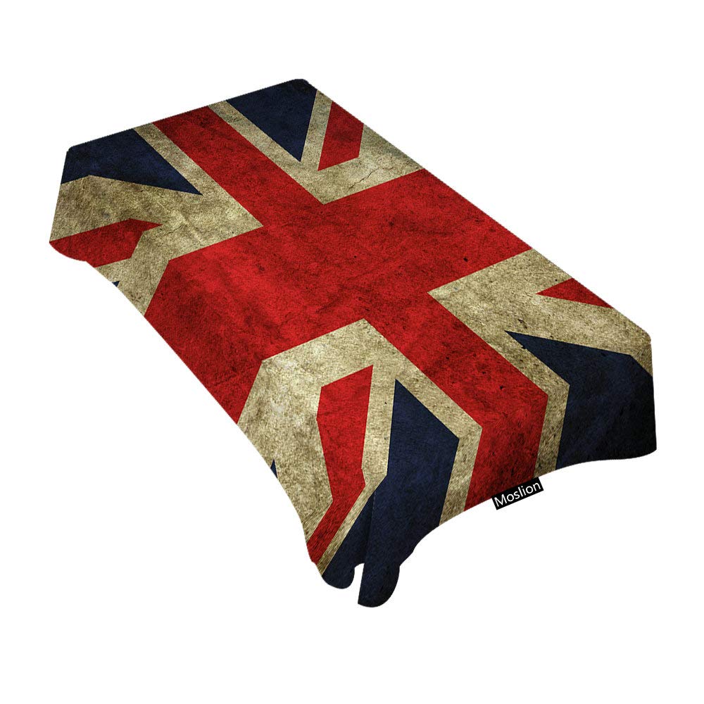 Vintage Union Jack British Flag Tablecloth - 52x70 Inch Rectangle UK Flag Table Cover for Dining, BBQ, Picnic, Coffee Table - Waterproof & Washable Decorative Tablecloth for Parties, Pub Decor & British Theme Events