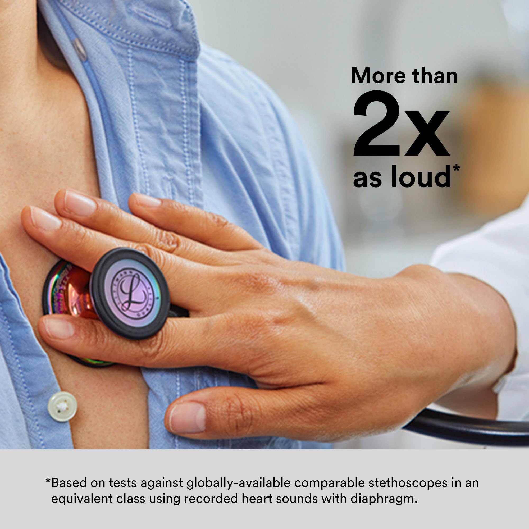 3M Littmann Cardiology IV Diagnostic Stethoscope - 6240 Model with 2X Louder Sound*, Lightweight Design**, Stainless Steel Rainbow Chestpiece - 27