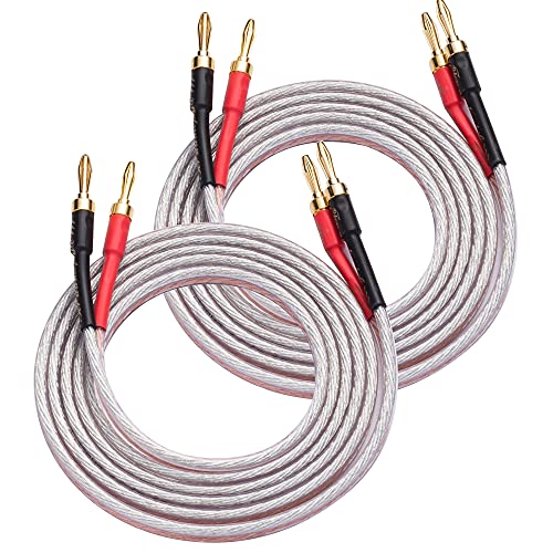 Premium 13AWG HiFi OFC Speaker Cable with Gold Plated Banana Plugs - 15ft High Performance Audio Wire for Home Theater, Stereo Systems & Audiophile Setups - 2 Banana Plugs to 2 Banana Plugs Oxygen-Free Copper Cable