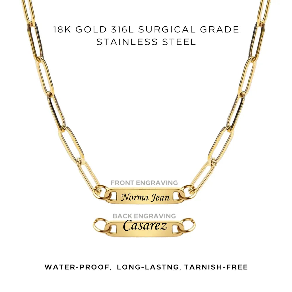 Personalized Engraved Paperclip Necklace - Custom Name Jewelry Gift for Women - Perfect for Birthdays, Anniversaries & Everyday Wear