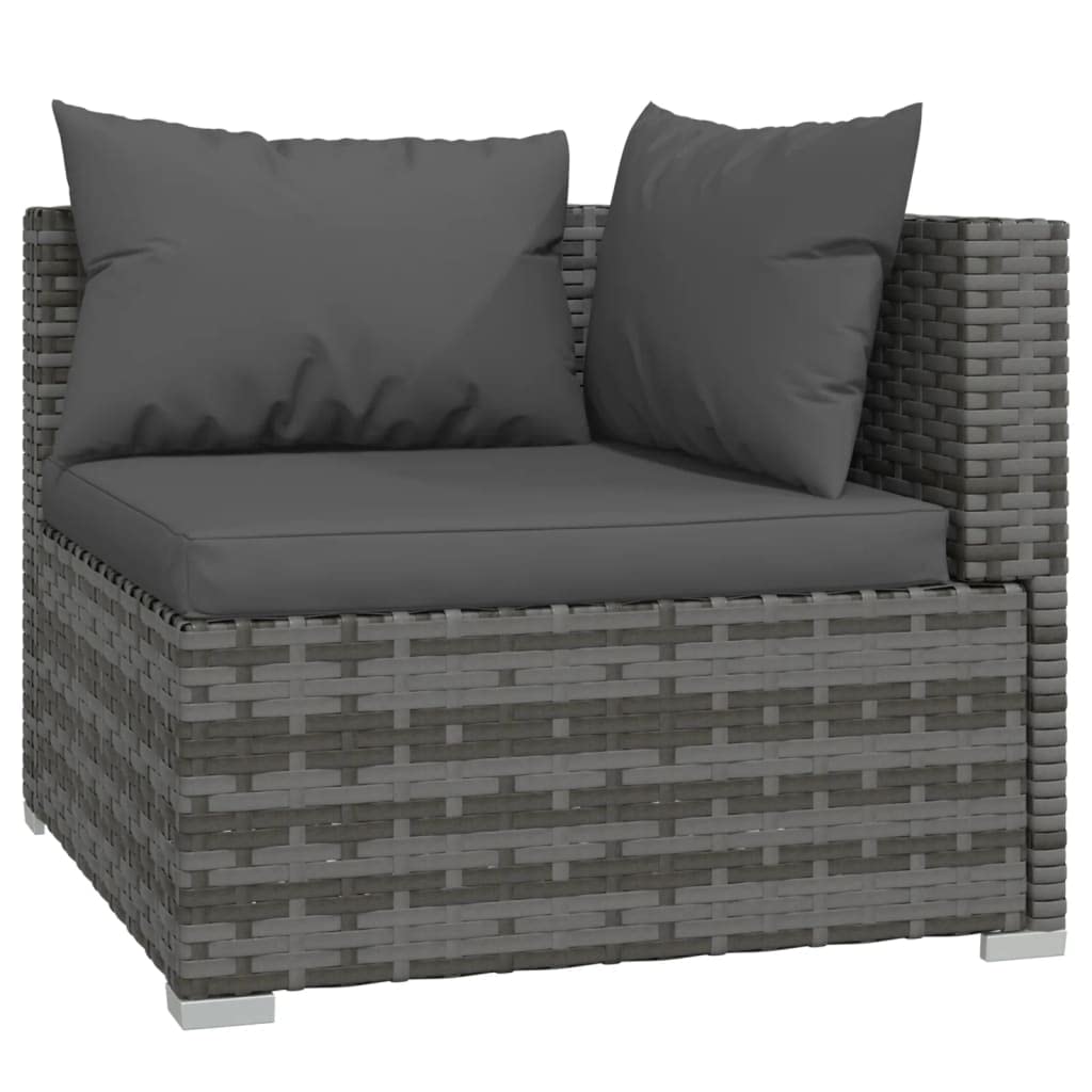 vidaXL 6-Piece Patio Lounge Set - Outdoor Garden Furniture with Cushions, Gray Poly Rattan Sectional Sofa for Backyard, Poolside & Terrace Relaxation