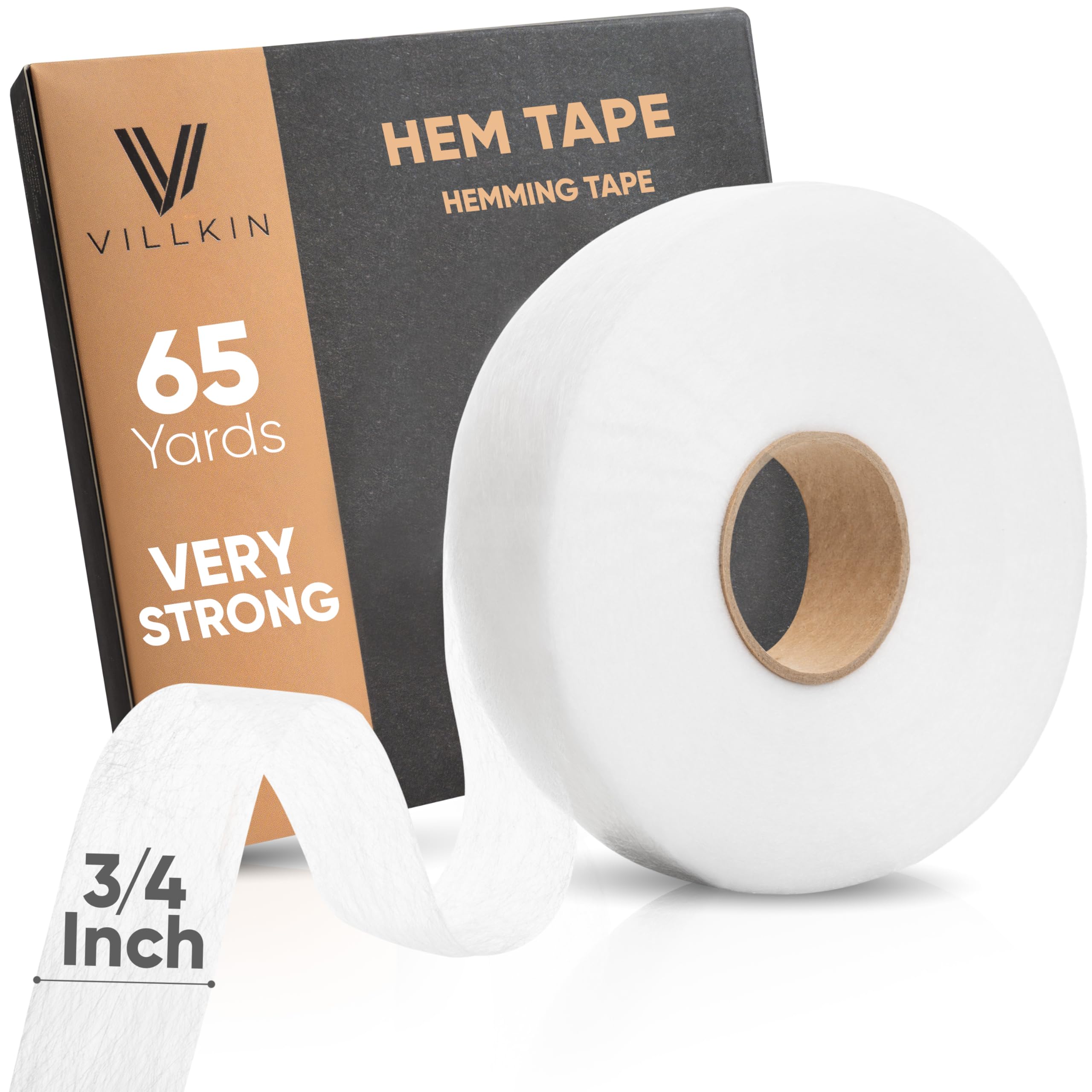 No Sew Iron-On Hem Tape - 65 Yards x 3/4 Inch Strong Fabric Adhesive for Pants, Curtains, Drapes & Clothing - Durable Washable Hemming Tape for Quick Clothing Repairs & DIY Projects