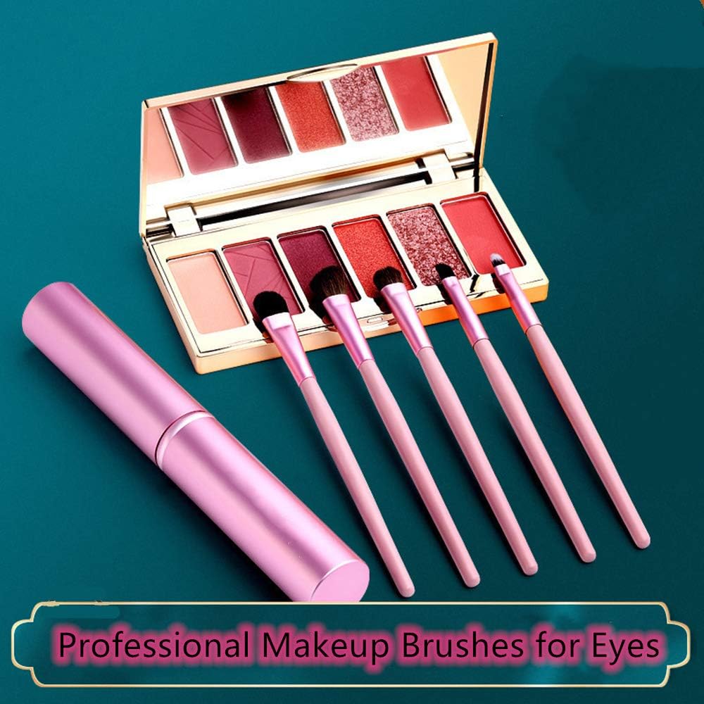 5 Pcs Professional Makeup Brush Set with Wood Handle - Foundation, Eyeshadow, Eyebrow & Eyeliner Brushes for Women - Perfect for Daily Makeup, Contouring & Beauty Routine
