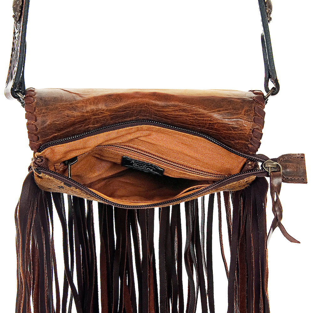 American Darling ADBG522BRAC2 Genuine Leather Crossbody Bag for Women - Western Style Handbag Purse with Hair-On Leather, Perfect for Casual Outings, Shopping, and Travel Accessories