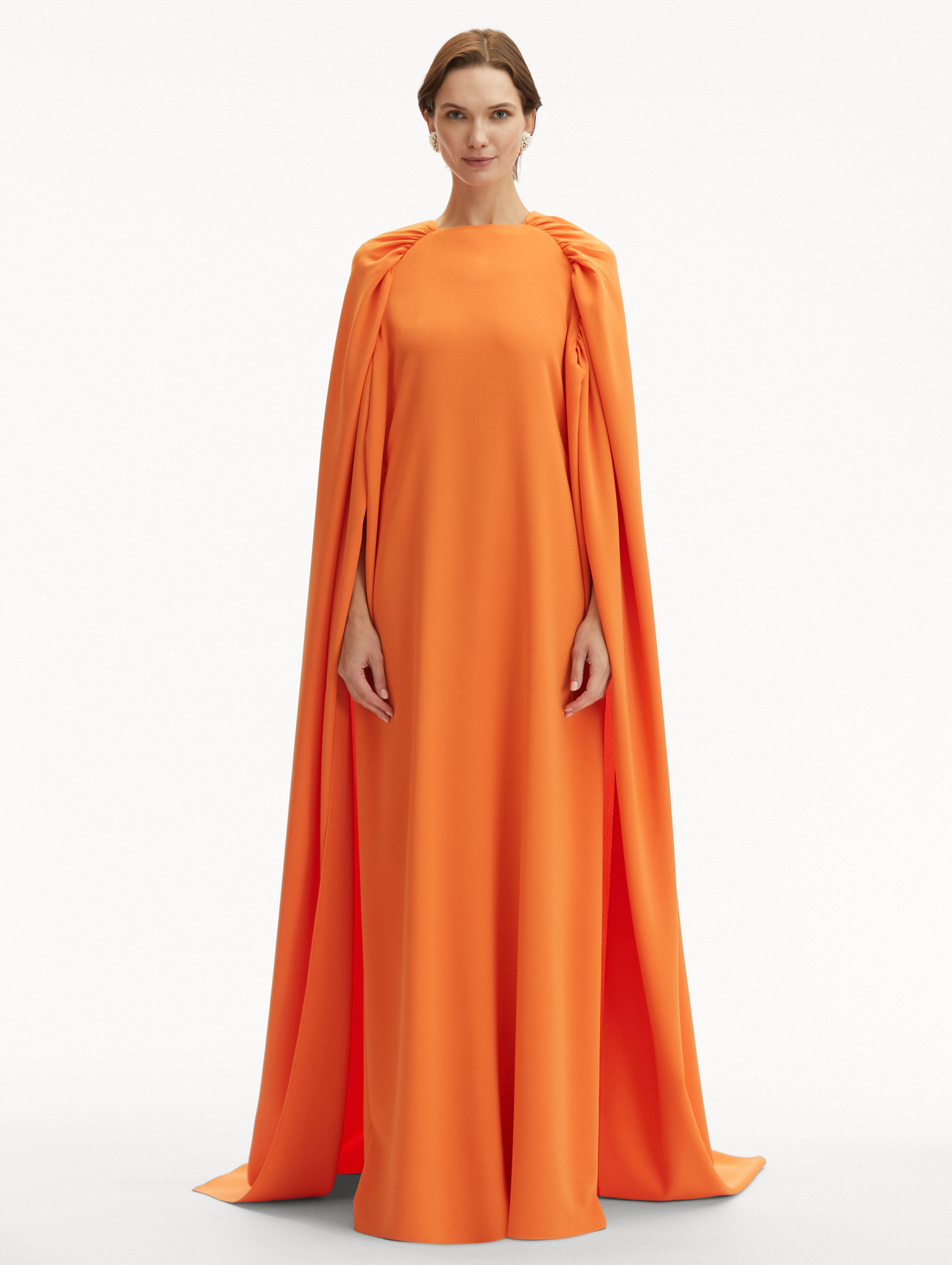 Elegant Ruched Shoulder Georgette Caftan Dress for Women - Perfect for Beach Cover Up, Summer Vacation, and Boho Chic Outfits
