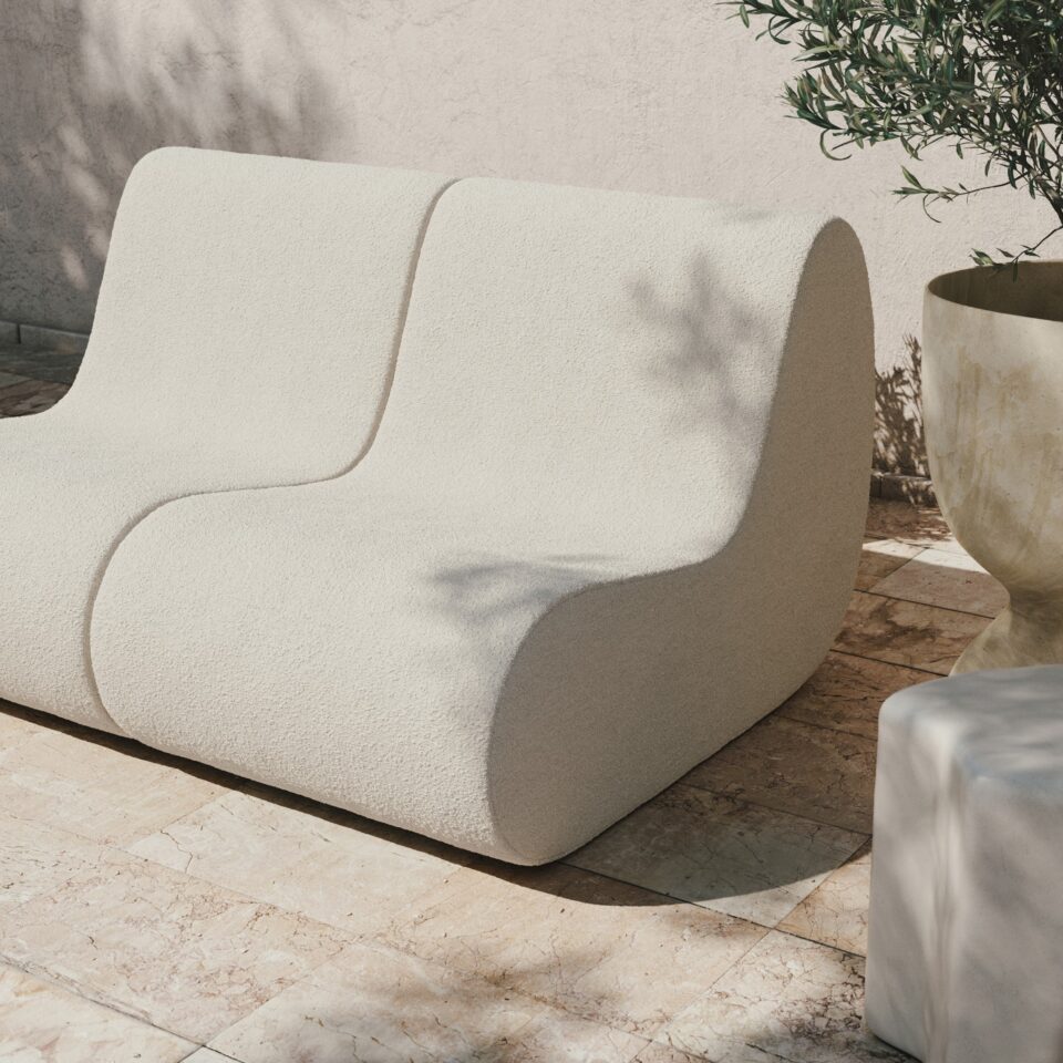 FERM LIVING Rouli Centre Module - Pure Bouclé/Sand Modular Sofa | Modern Scandinavian Living Room Furniture | Perfect for Small Spaces & Cozy Home Decor