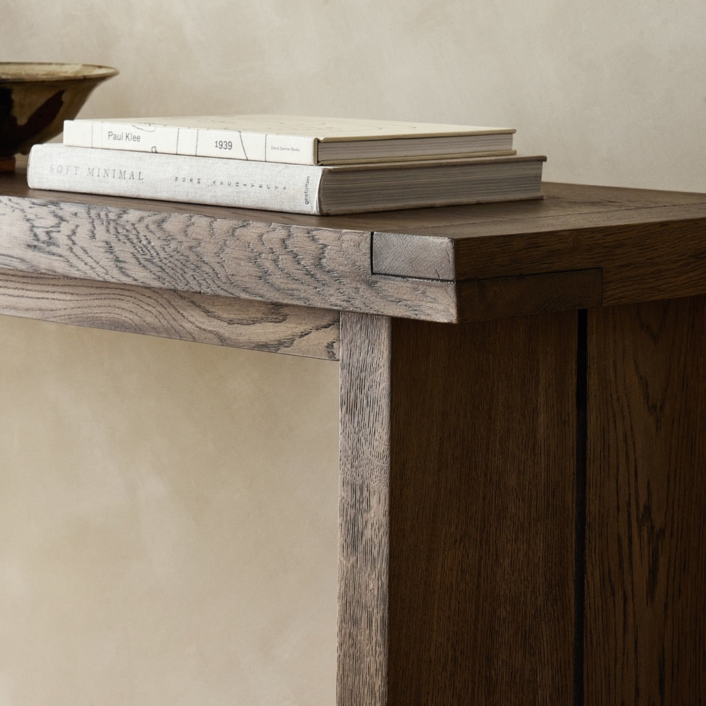 Warby Console Table - Worn Oak Veneer - Entryway, Living Room & Hallway Furniture for Home Decor