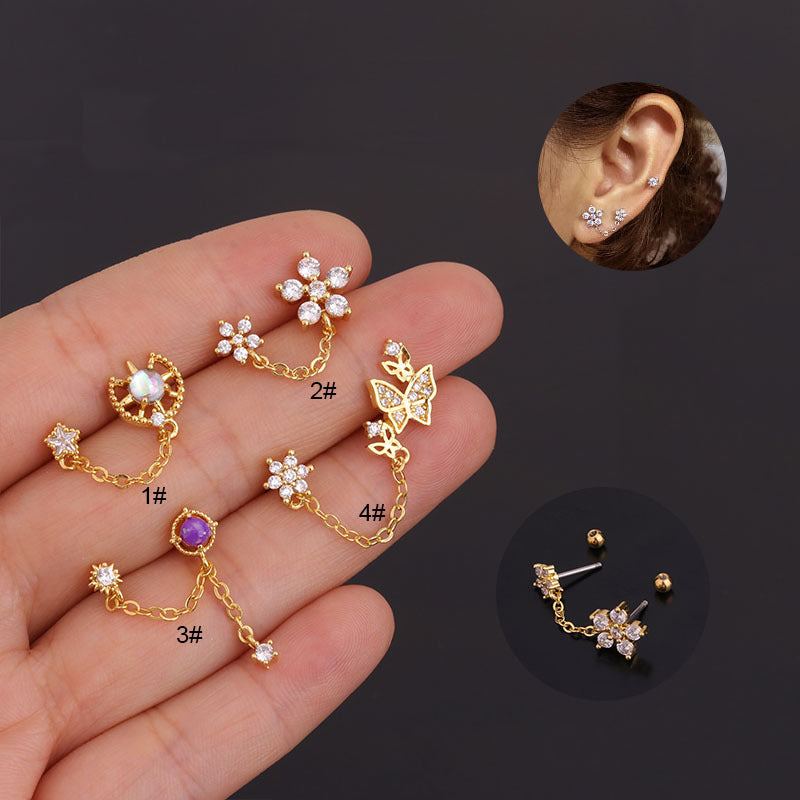 20G Butterfly Double Ear Piercing Earrings for Women - Stainless Steel Hypoallergenic Cartilage Hoop Earrings | Perfect for Daily Wear, Parties & Gifts (HSPJ267)