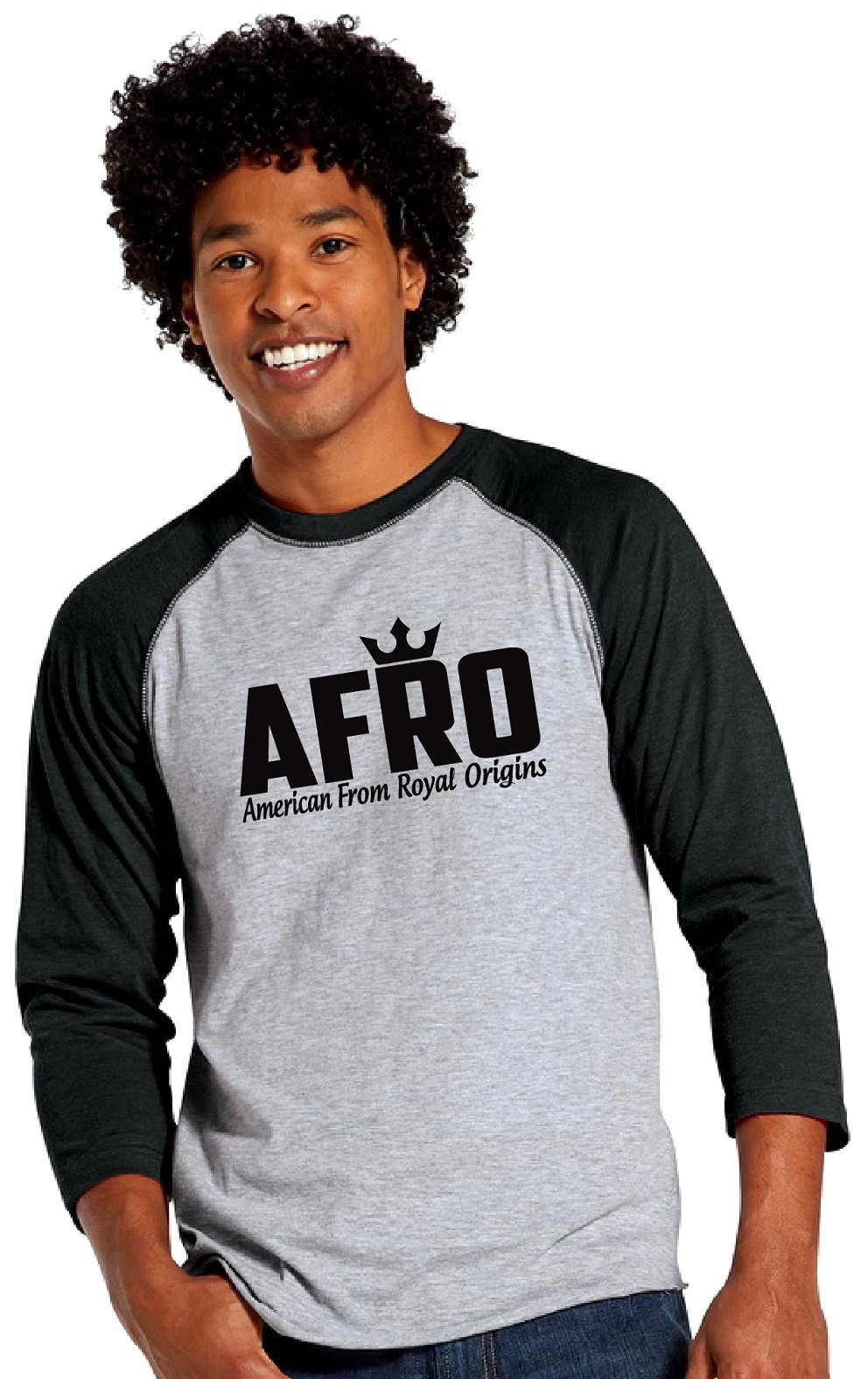 STUFF WITH ATTITUDE Afro Logo 3/4 Sleeve Baseball Tee - Vintage Inspired Graphic T-Shirt for Men & Women - Perfect for Casual Wear, Street Style & Retro Fashion