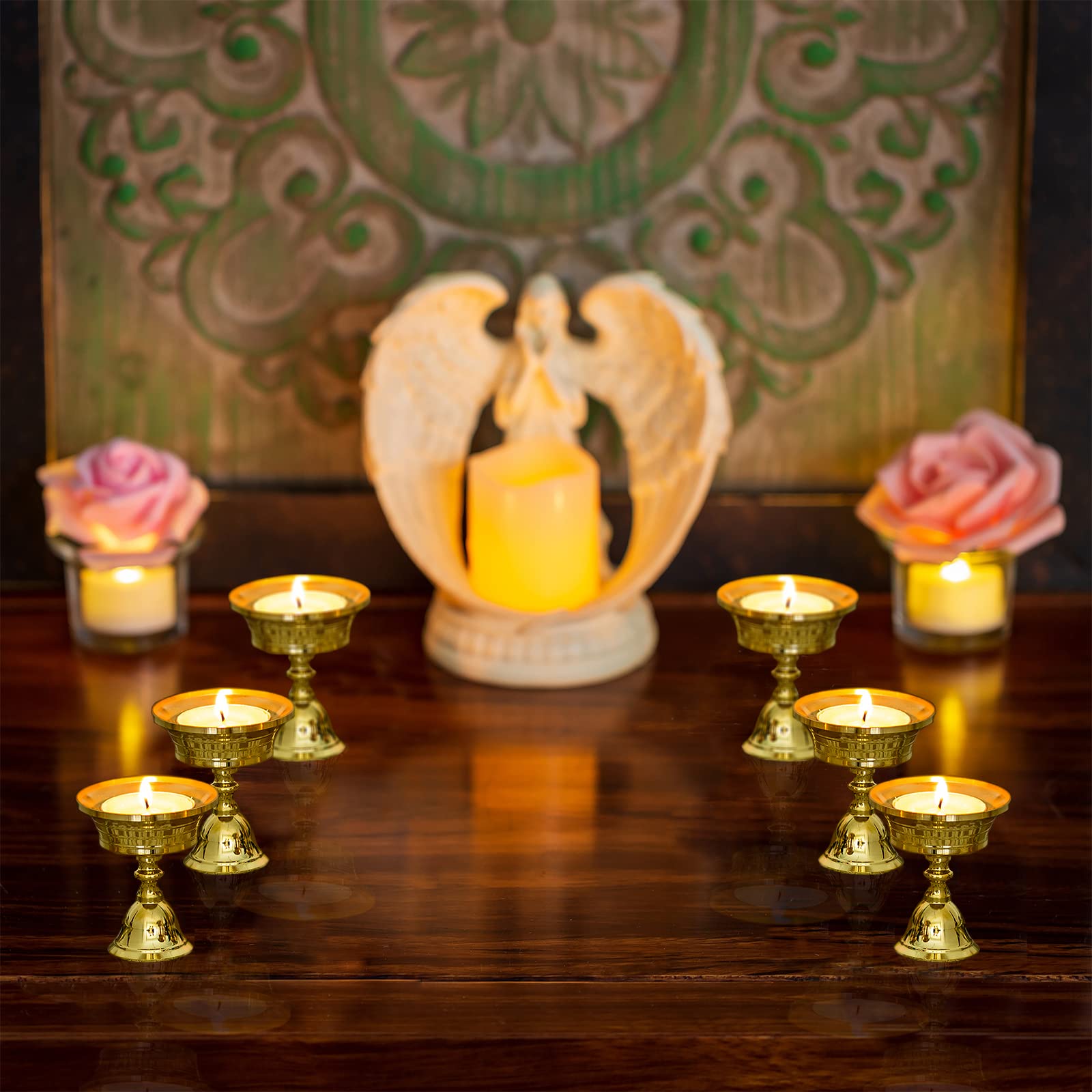 12 Pack Brass Ghee Lamp Butter Lamp Holder - Traditional Tibetan Buddhist Diyas for Diwali, Altar Offerings & Spiritual Ceremonies - Elegant Oil Candle Holders for Home Decor & Meditation Spaces