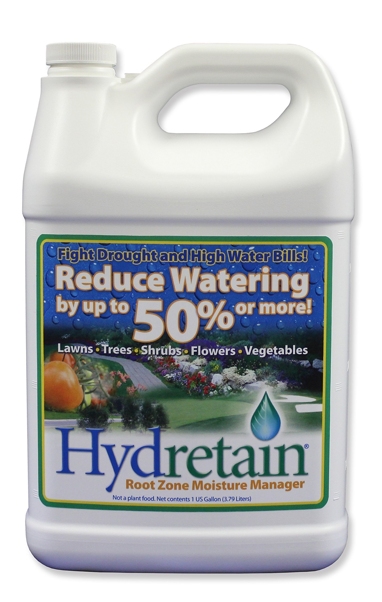 Hydretain Root Zone Moisture Manager - Drought Protection & Water Conservation for Lawns, Gardens, Potted Plants - Reduces Watering by 50%, Prevents Wilting - Covers 40,000 Sq Ft (1 Gallon, 2 Pack) - Ideal for Dry Climates, Landscaping & Water-Saving Gardens
