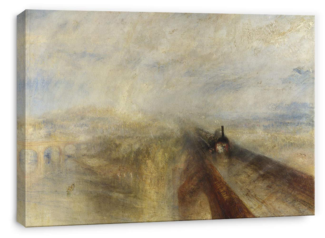 J.M.W. Turner Rain Steam and Speed Canvas Print Wall Art - 48x32 Inches Large Framed Painting - Perfect for Living Room, Bedroom & Office Decor