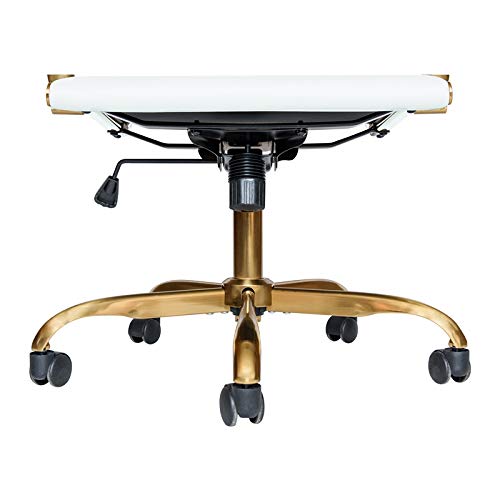 Harris Modern Leather Swivel Office Chair - White & Gold Executive Desk Chair with Ergonomic Support | Perfect for Home Office, Conference Rooms & Workspaces