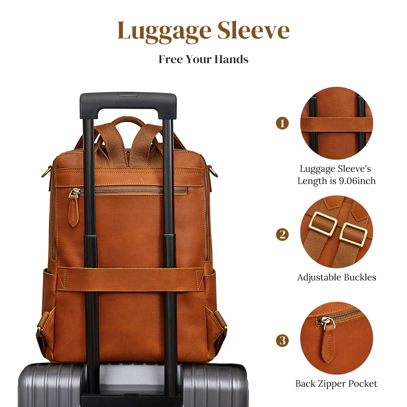 Genuine Leather Women's Backpack Purse - Vintage Fashion Shoulder Bag with Tassel & Luggage Sleeve - Travel Rucksack Daypack for Work, College & Weekend Outings - Cognac Brown