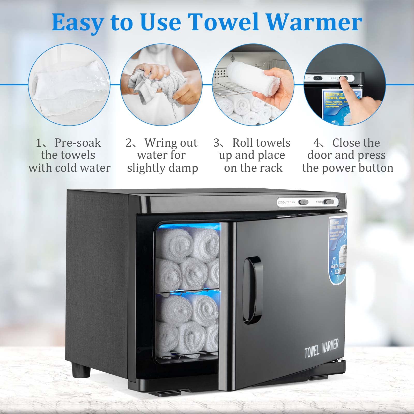 Professional 23L Large Capacity Towel Warmer Cabinet with LED Light - Fast Heating Bathroom Towel Heater for Spa, Salon & Home Use | Black Hot Towel Dispenser for Facial, Massage & Luxury Bathroom Experience