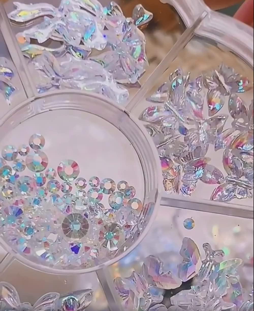 Aurora Butterfly Bow Nail Rhinestones - Flatback Bowknot Nail Charms for Nail Art Designs, AB Crystal Acrylic Nail Tips Decorations, DIY Nail Jewelry Accessories - Perfect for Manicures, Nail Salons, and Home Nail Art DIY Projects