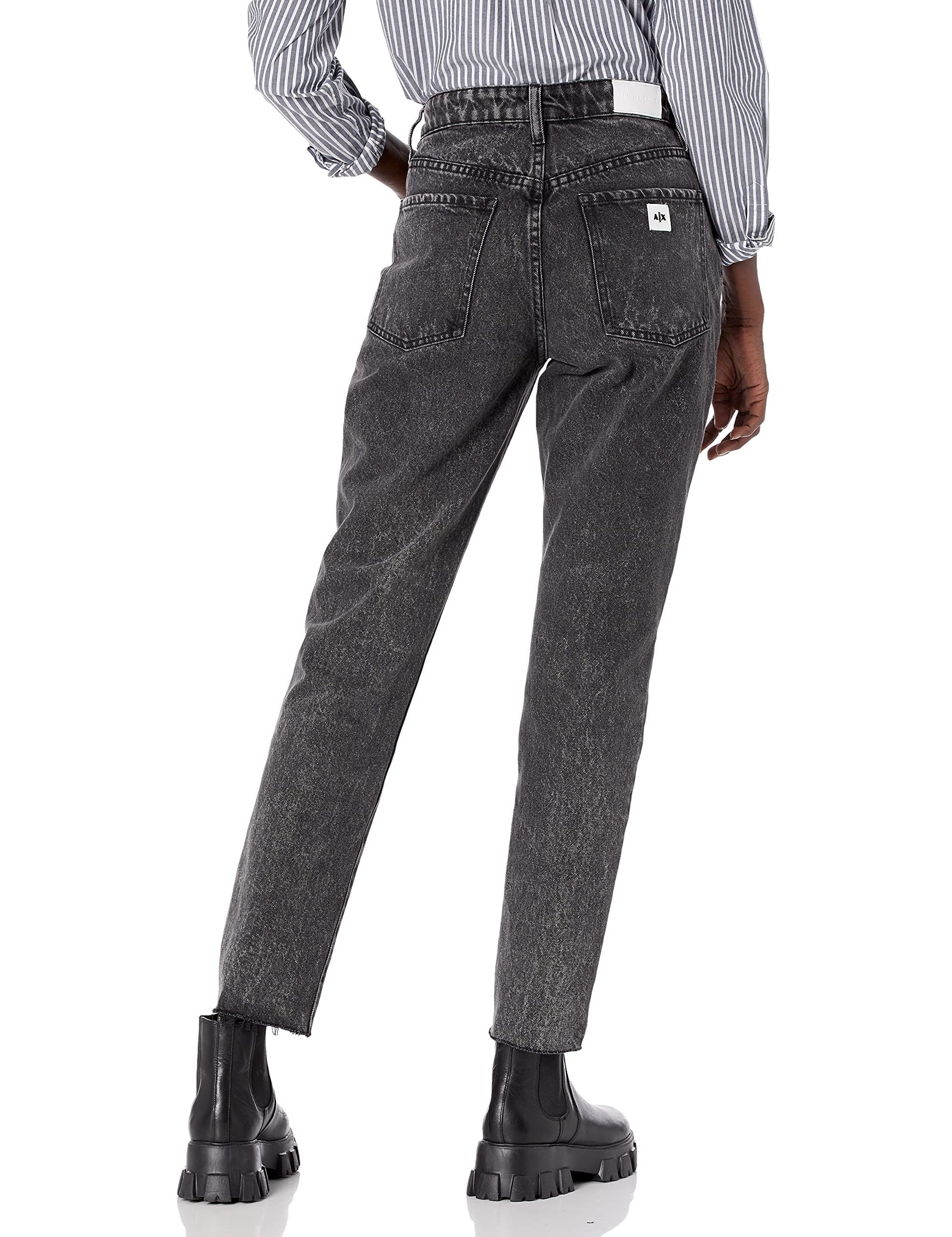 Armani Exchange Women's 5-Pocket Carrot Fit Dark Washed Denim Jeans | Slim Tapered Leg for Casual & Office Wear