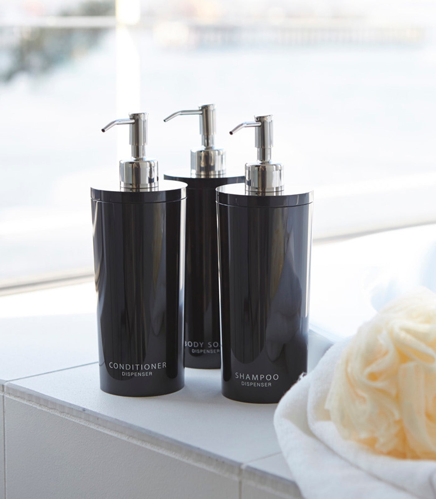 Round Shampoo, Conditioner & Body Soap Dispenser Set - Perfect for Bathroom, Salon, and Spa Organization