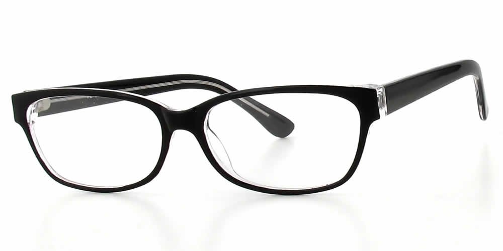 Calabria Soho 1009 Black Crystal Designer Reading Glasses Frames with Demo Lenses - Stylish Eyewear for Reading, Work, and Fashion Accessories