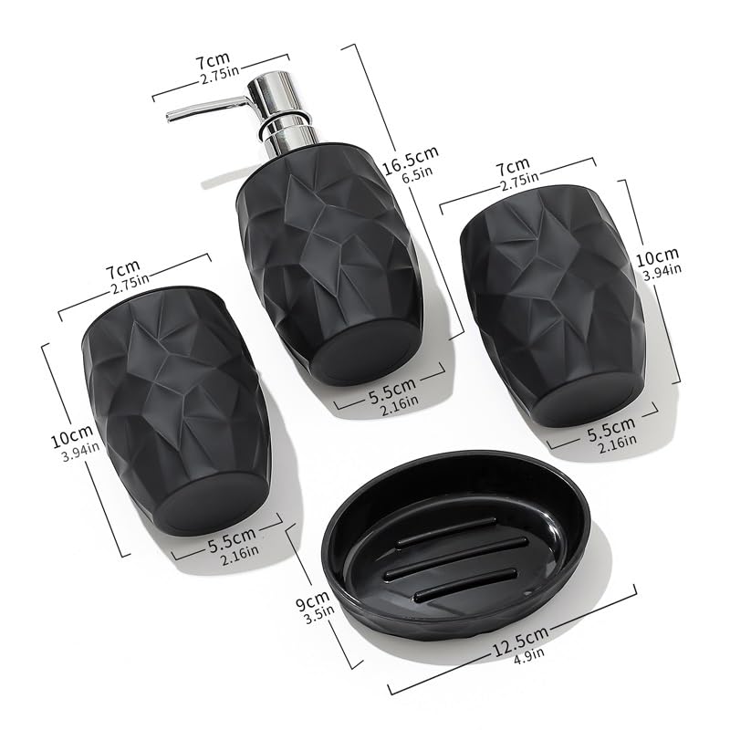 4-Piece Bathroom Toiletry Set - Toothbrush Holder, Soap Dispenser, Hand Sanitizer Bottle & Soap Box | Perfect for Home, Hotel & Travel Organization