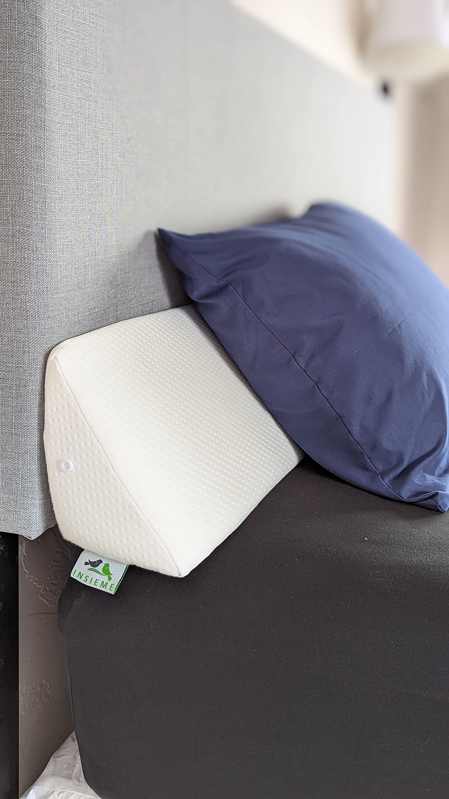 King Size Wedge Pillow Cover for Headboard Gap Filler - White Pillow Case for Wedge Insert (Foam Sold Separately) | Perfect for Bedroom Comfort, Back Support & Reading in Bed
