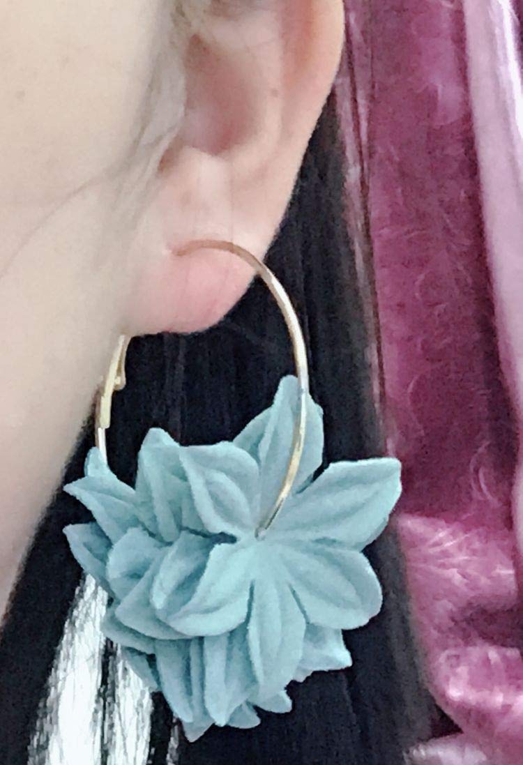 3D Fabric Flower Hoop Drop Earrings for Women - Bohemian Style Colorful Petal Big Round Circle Earrings | Perfect for Boho Fashion, Summer Outfits & Festival Accessories