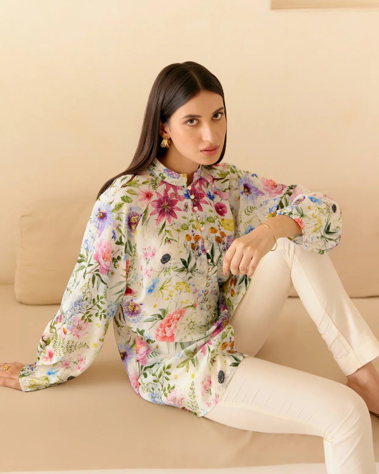 NAINVISH Women's Regular Fit Printed Shirt Top | Stylish Cotton Blend Blouse for Office & Casual Wear | Trendy Women's Tops for Work, Outings & Everyday Fashion