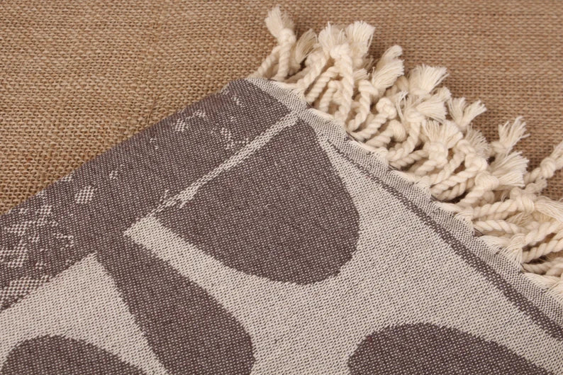 Premium Brown Turtle Turkish Beach Towel - Extra Large, Soft & Absorbent - Perfect for Pool, Beach, Travel & Yoga