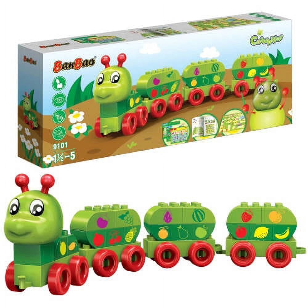 BanBao Caterpillar Fruits Building Block Set - 39 Pieces STEM Educational Toy for Kids, Fun Learning Activity for Toddlers & Preschoolers - Perfect for Birthday Gifts & Classroom Playtime