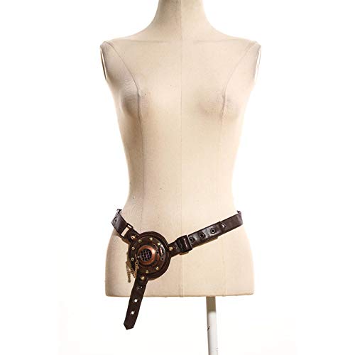 Steampunk Victorian Leather Chest Harness Belt with LED Lights - Gothic Corset Accessory for Cosplay, Halloween, and LARP Costumes