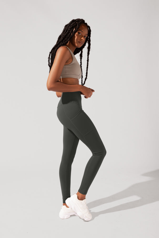 Supersculpt™ High Waist Yoga Leggings with Pockets - Women's Workout Tights for Running, Gym & Lounge - Forestwood Color