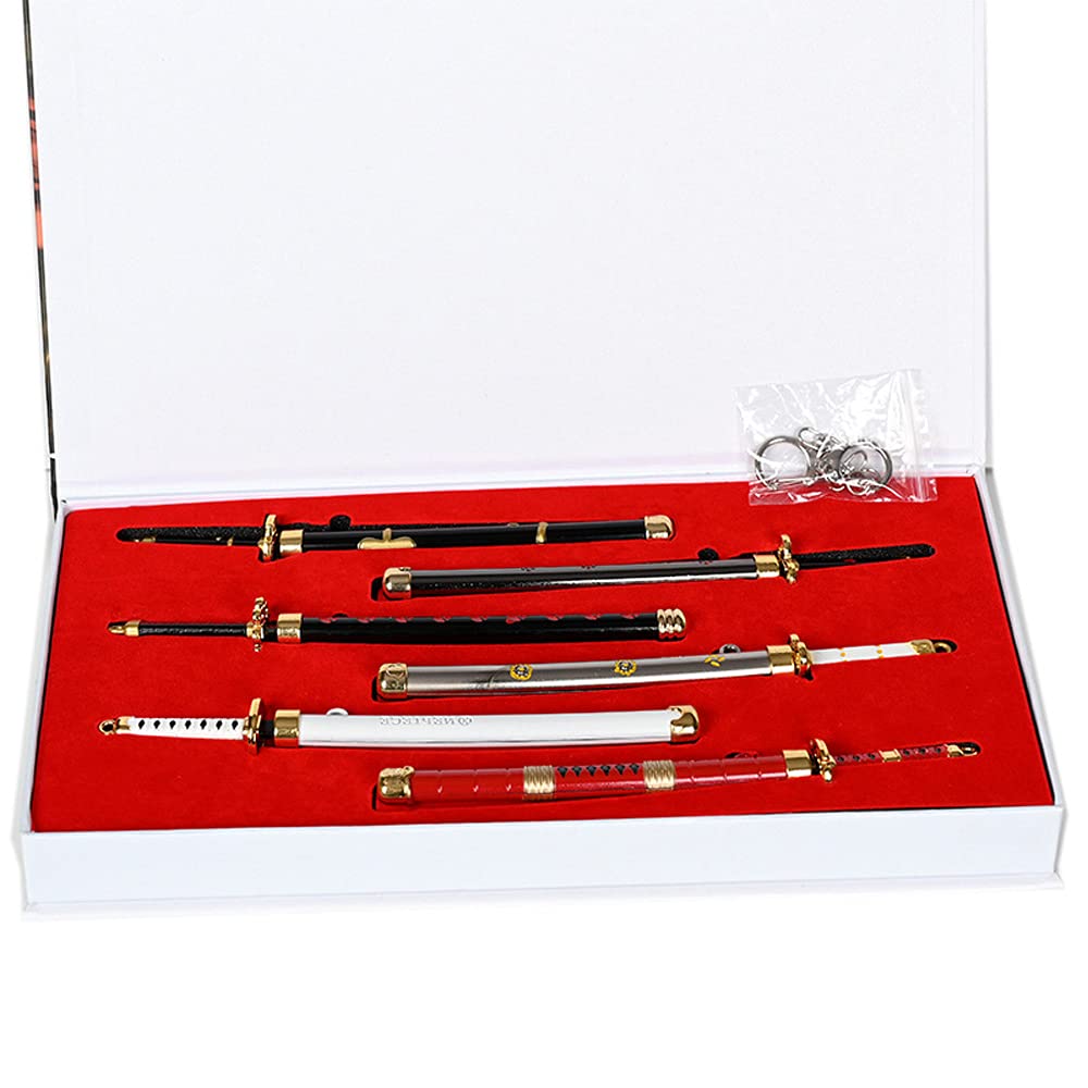 JCvCX 6-in-1 Anime Cosplay Sword Pendant Set - Shusui Mini Katana Keychain Collection with Gift Box | Perfect for Cosplay, Anime Fans & Unique Gifts