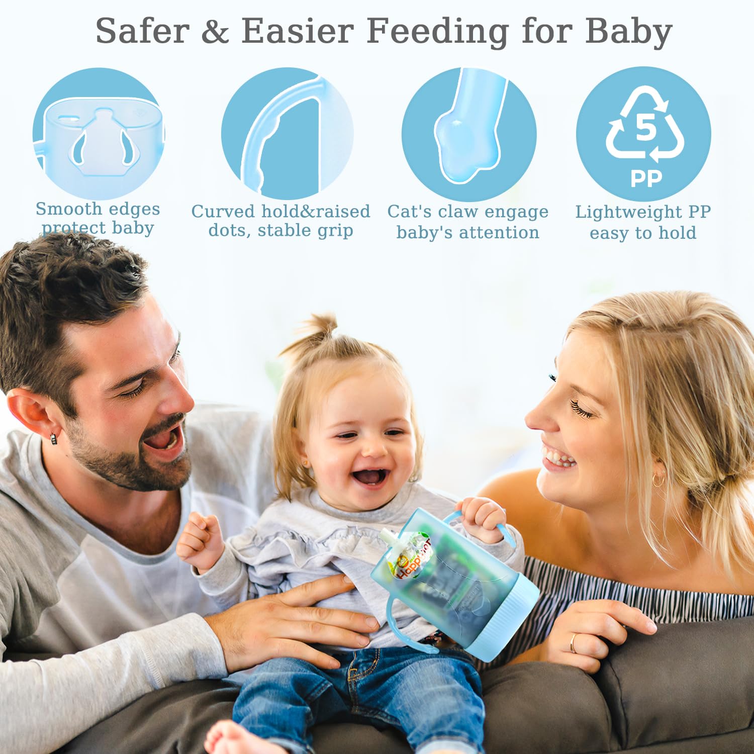 **MOMUSE Dual-Lid Squeeze Pouch Holder for Baby Food & Drink Pouches – Large Capacity, Anti-Spill Design – Perfect for Self-Feeding, Travel & On-the-Go Meals – Lightweight & Mess-Free**