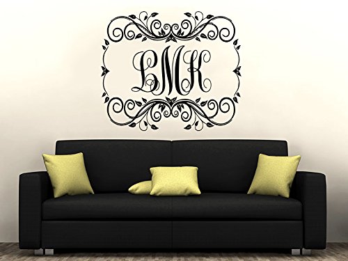 Custom Monogram Wall Decal Vinyl Lettering - Personalized Family Name Stickers for Home Decor - Nursery, Bedroom & Living Room Wall Art - Perfect for Housewarming Gifts & Room Makeovers (Style ZX14)
