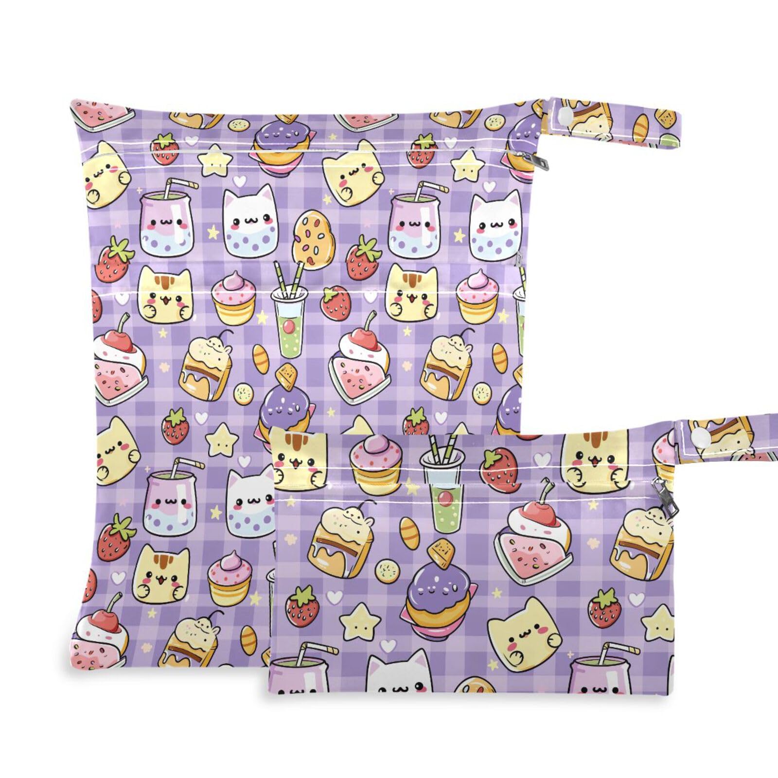 Waterproof Wet Dry Bag - Kawaii Cat Plaid for Beach, Gym, Travel