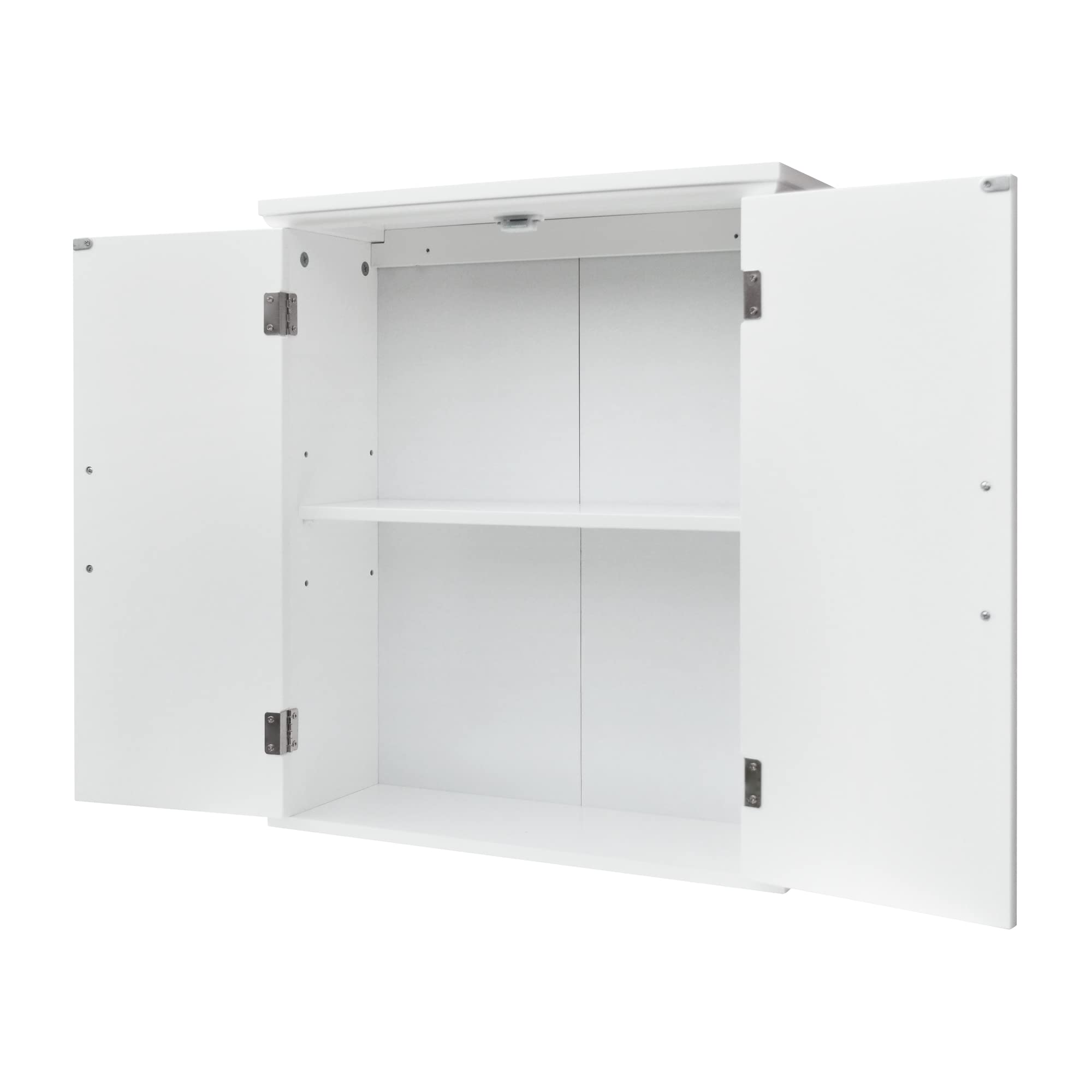 Newport White Wall Cabinet - Double Door Storage for Bathroom & Kitchen