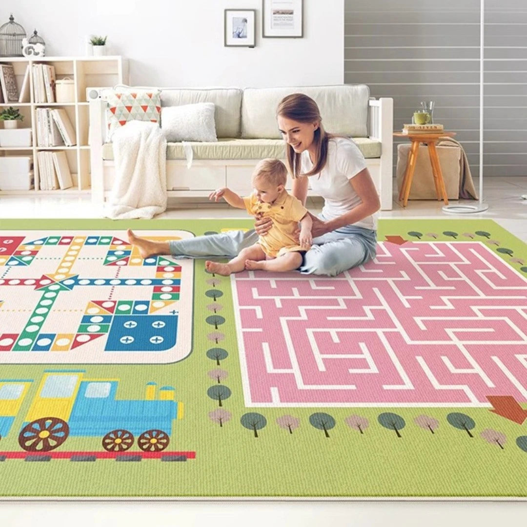 Premium Velvet Spillproof Nursery Rug for Kids - Soft & Durable Play Mat for Baby Crawling, Toddler Playroom & Daycare Flooring - Phyllis Wonderland Collection