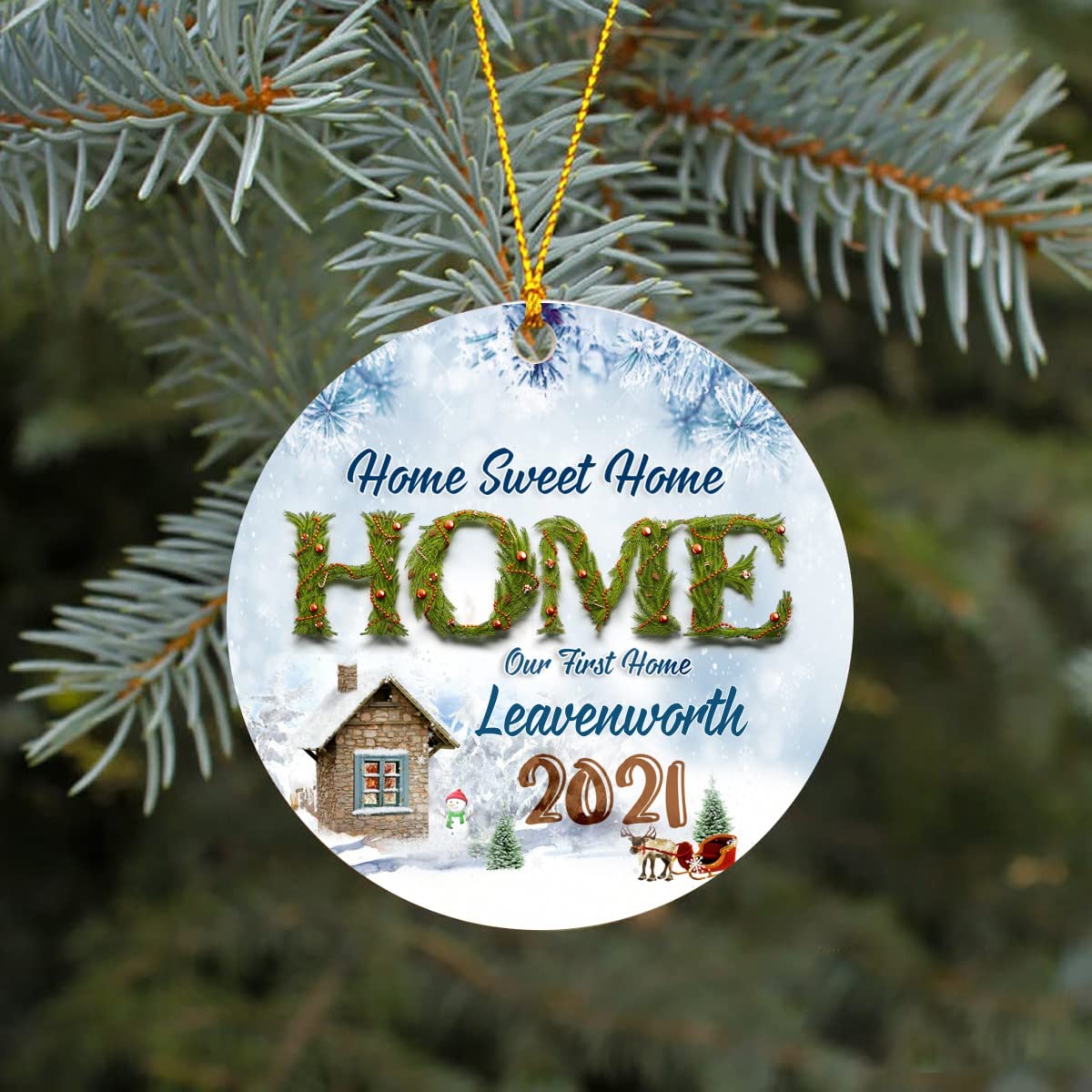 2021 Leavenworth Christmas Ornament - First Christmas in New Home Keepsake, Rustic 3