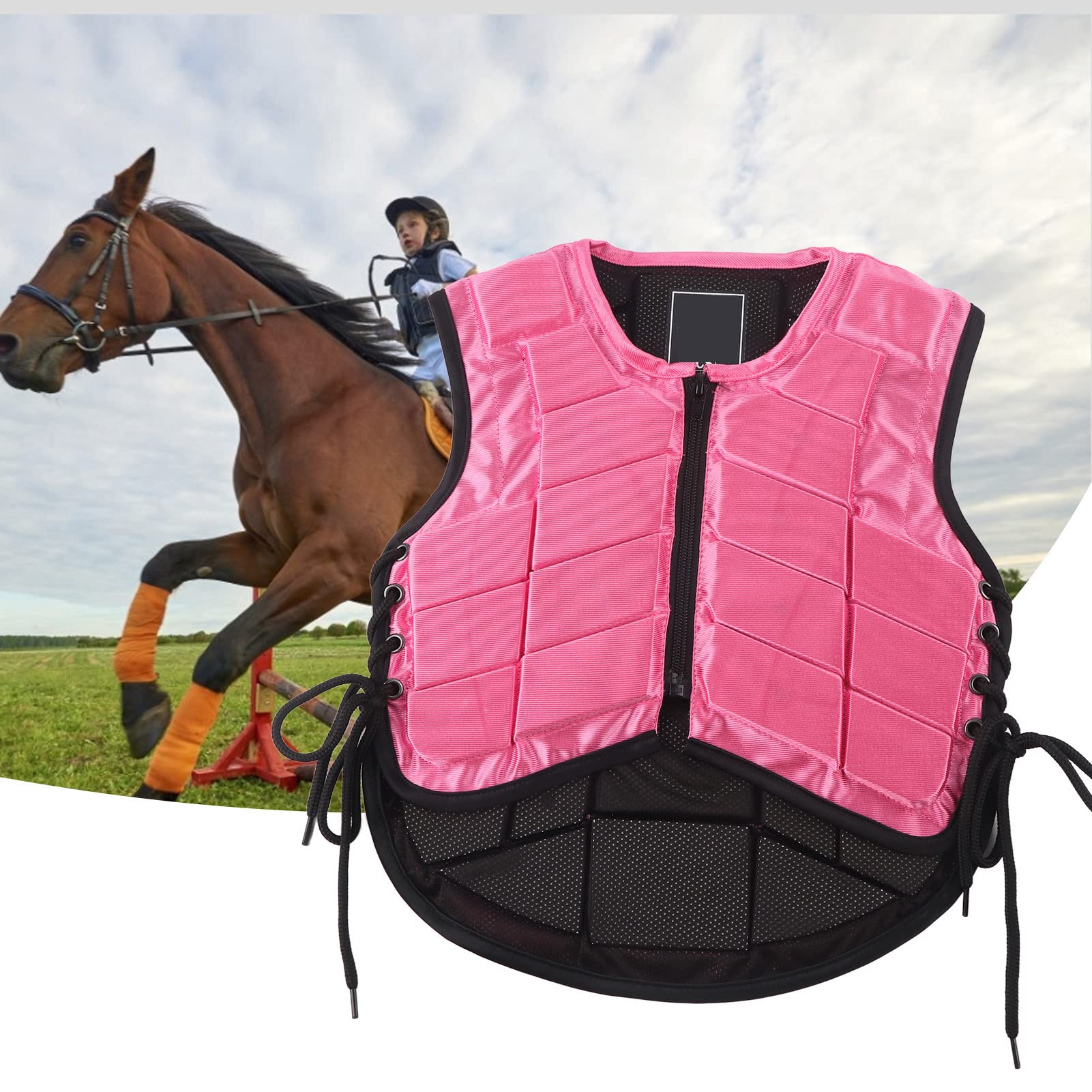 Kids Equestrian Safety Vest - Foam Padded Horse Riding Protective Gear for Girls (Pink) | Ideal for Horseback Riding Lessons, Equestrian Training & Outdoor Activities