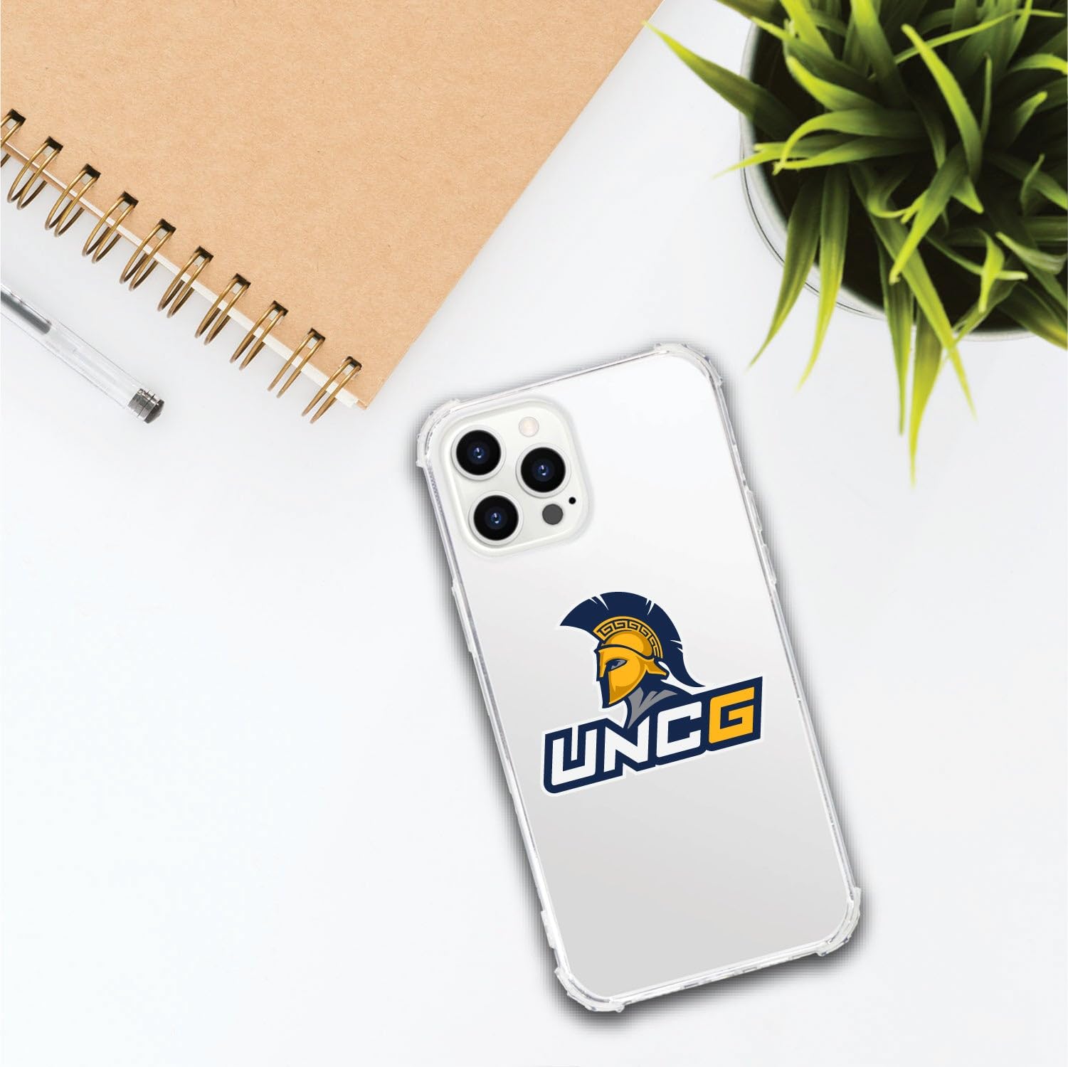 OTM Essentials Durable Phone Case for iPhone 12/12 Pro - UNC Greensboro Spartan Design, Shockproof Protection & Classic White Style | Perfect for College Students, Alumni & Everyday Use