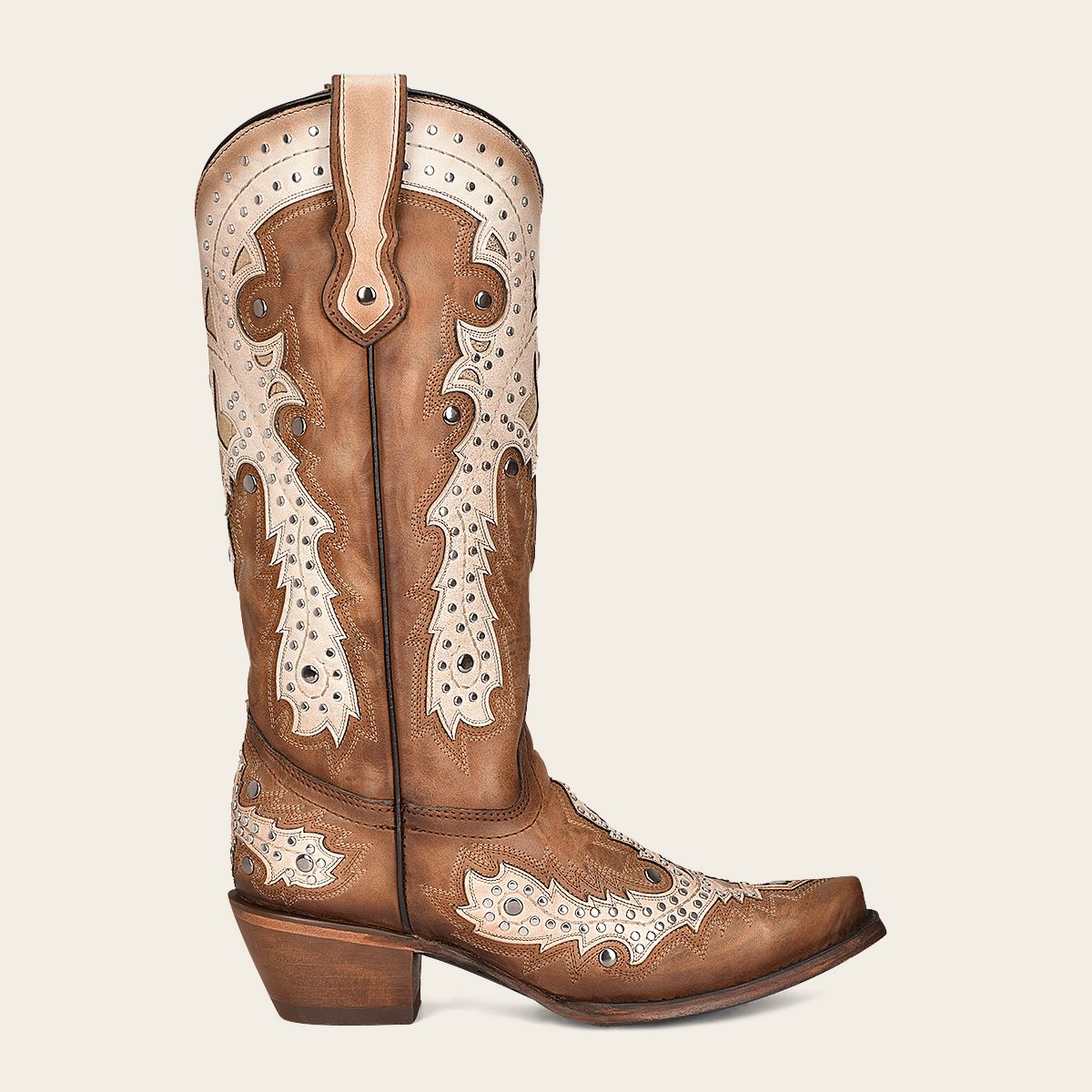 1GAZRS Women's Western Cowgirl Cowhide Leather Boots - Brown - Stylish & Durable for Rodeo, Country Dancing & Everyday Wear