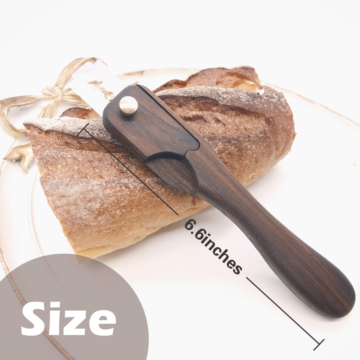 Premium Mini Bread Lame - Handcrafted Wooden Dough Scoring Tool for Sourdough Bread Patterns - Black Walnut Bread Decorating Knife (Blade Not Included) - Perfect for Artisan Baking & Homemade Bread Making