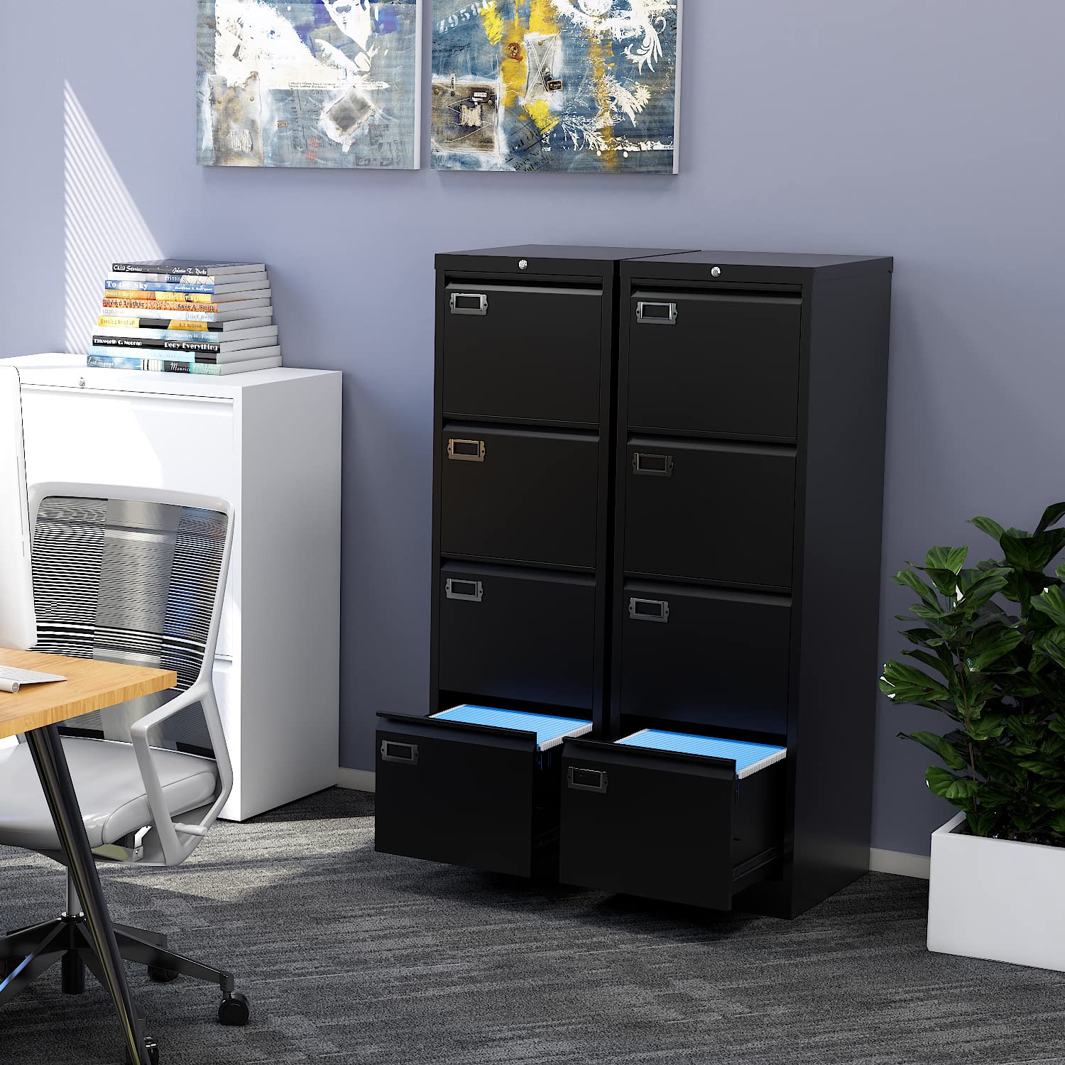 4-Drawer Metal File Cabinet - Lockable Storage for Home & Office - Organize Letter/Legal/A4 Files