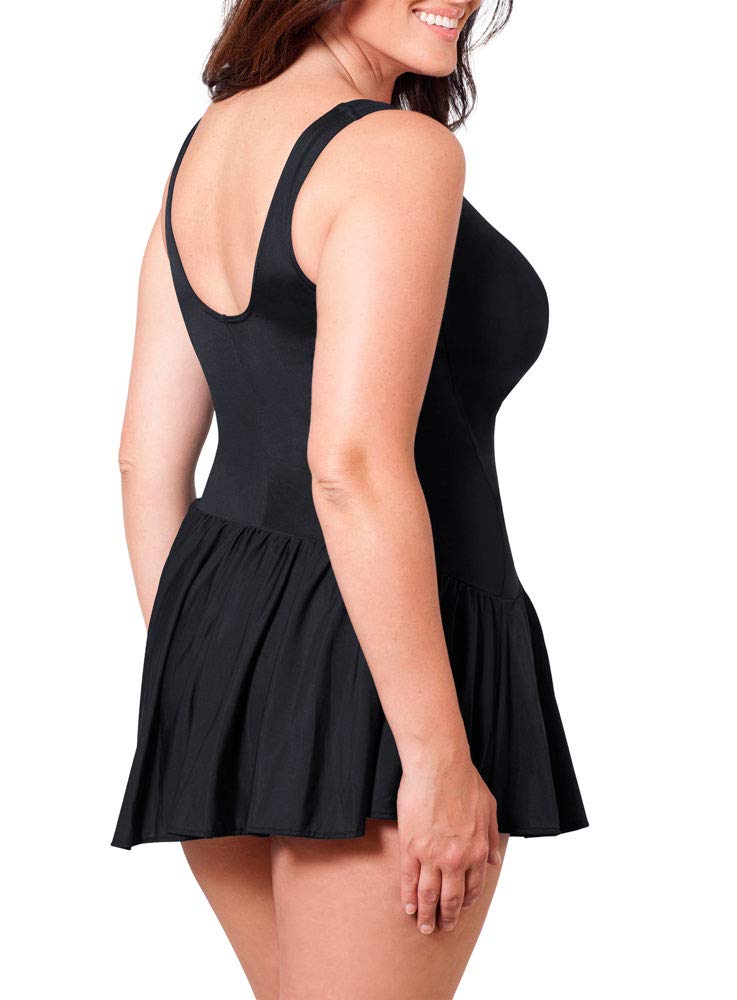 Miraclesuit Women's Plus Size One Piece Swimsuit - V-Neck Swimdress with Soft Cup Bra for Full Coverage & Support | Perfect for Beach Vacations, Pool Parties & Water Aerobics