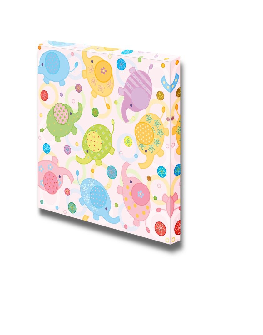 Cute Small Baby Elephants Canvas Wall Art - Modern Home Decor Stretched Gallery Wrap Giclee Print - 12