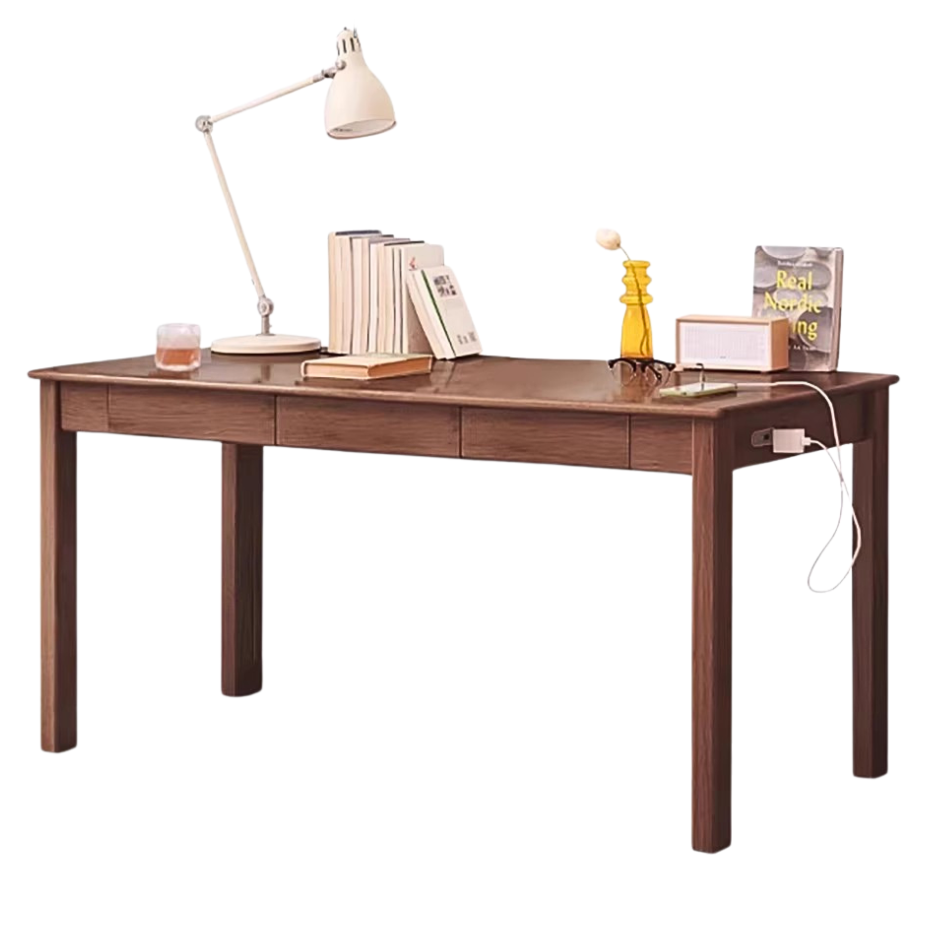 Premium Solid Wood Office Desk - Black Walnut, Oak & Ash Options | Modern Home Office & Executive Workspace Furniture