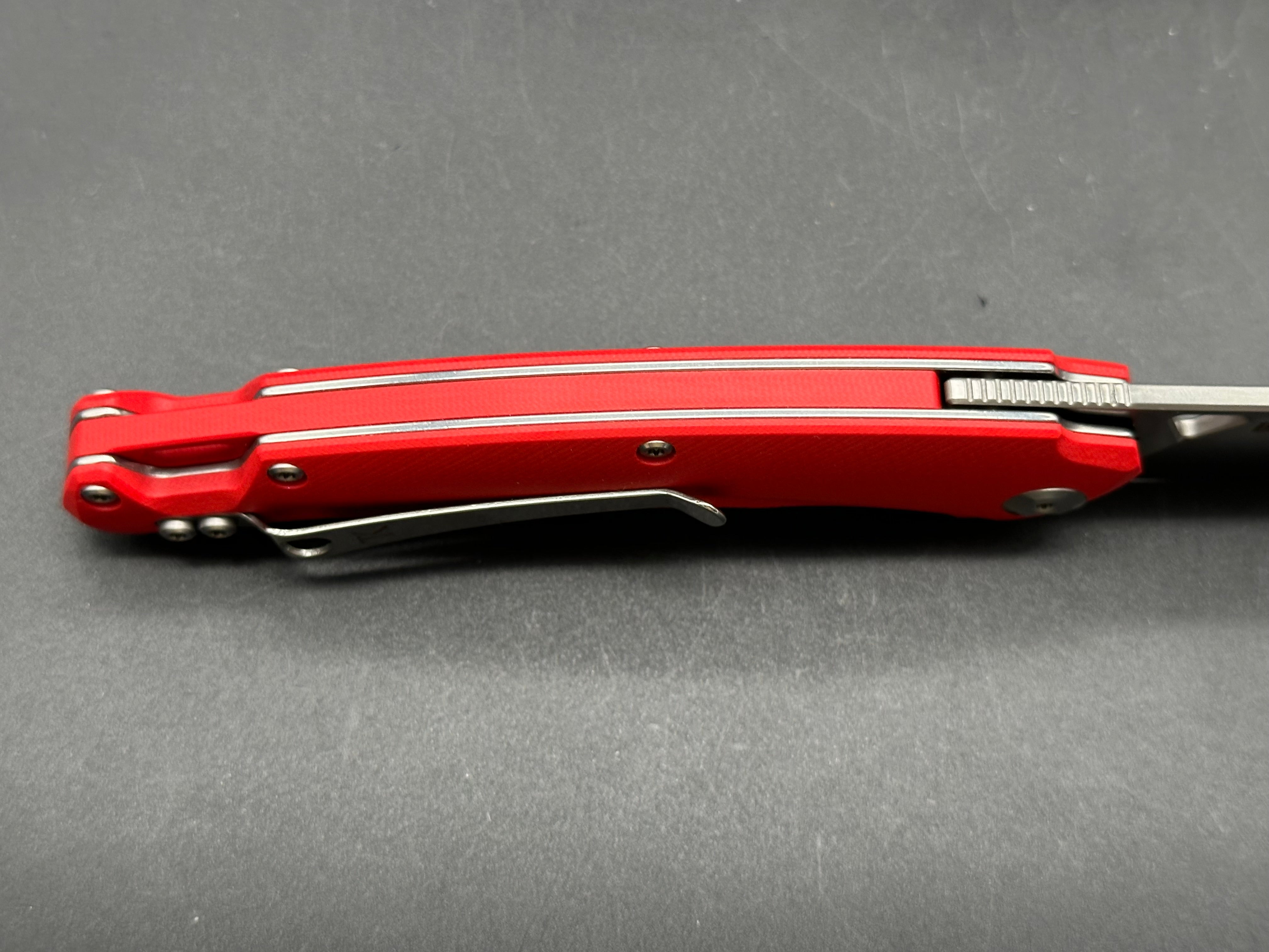 TacKnives Red G10 Front Flipper Folding Pocket Knife - Chameleons Series Tactical EDC Knife with Hatchet Blade | Outdoor Camping, Hiking, Survival & Everyday Carry
