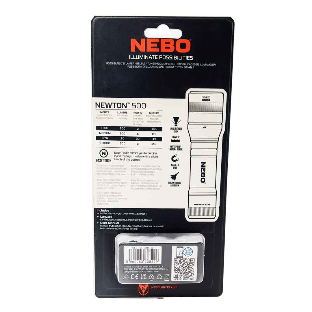 Nebo Newton 500 Lumen Waterproof LED Flashlight - Bright, Durable Light for Camping, Hiking & Emergency Use