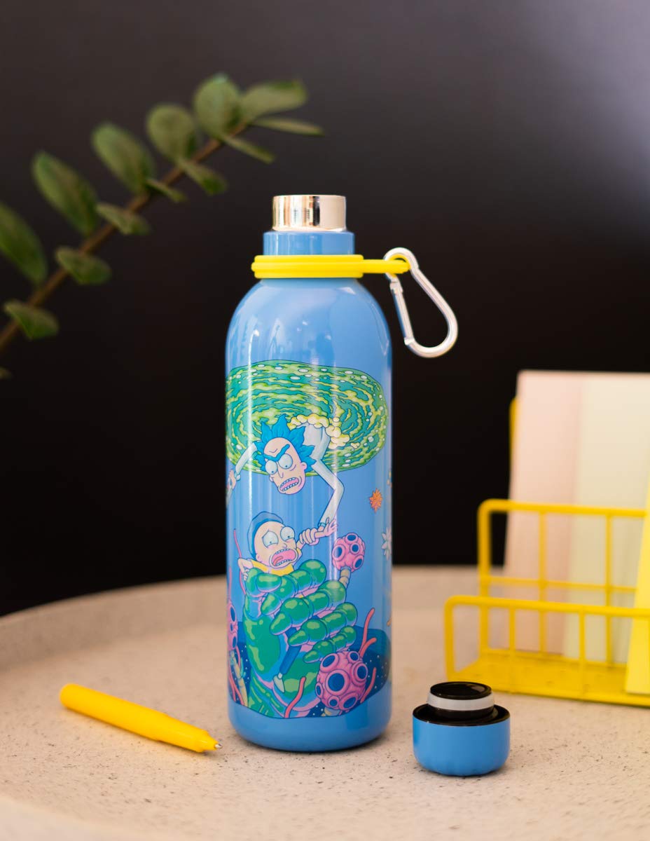 Rick and Morty 500ml (17 oz) Stainless Steel Insulated Water Bottle - Hot & Cold Thermos for School, Gym, Travel | Cute Cartoon Gift for Fans