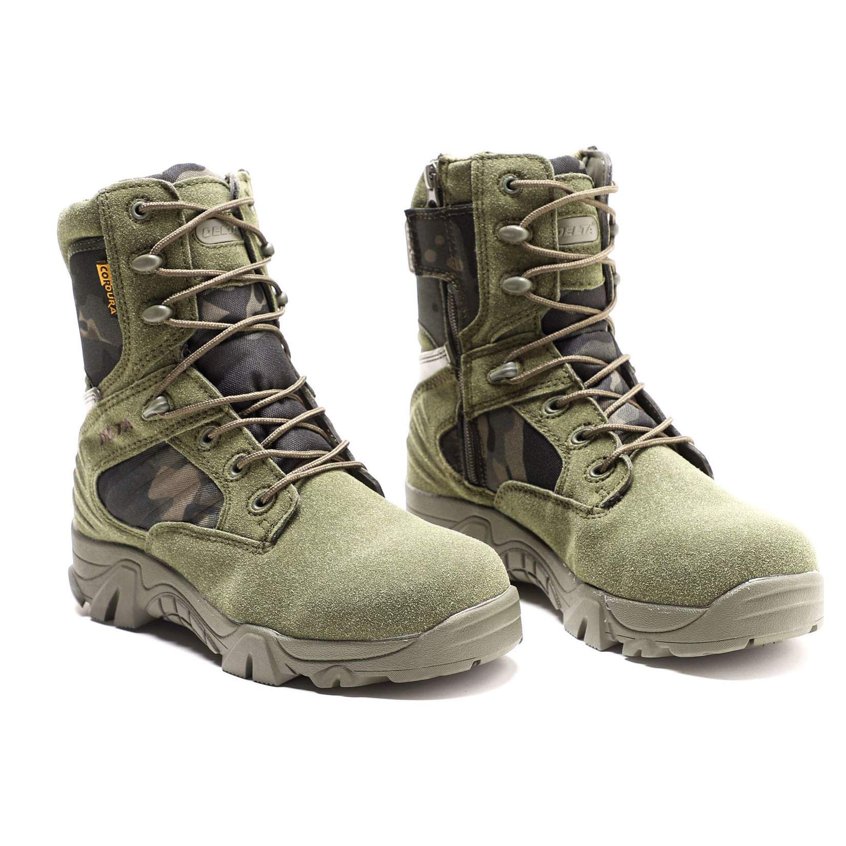 Men's Tactical Boots - High-Top Army Training Shoes for Outdoor Hiking, Climbing & Combat | Durable Military Boots in Green | Size 46/UK 11.5/US 12 | Perfect for Special Forces, Outdoor Adventures & Heavy Duty Work